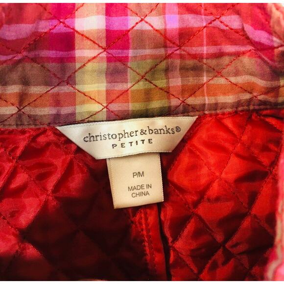Christopher & Banks Quilted Vest Petite‎ Medium Red Lightweight Layer - Picture 3 of 9